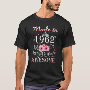 Made in 1962 Floral 60 Jahre alt 60. Geburtstag Wo T-Shirt