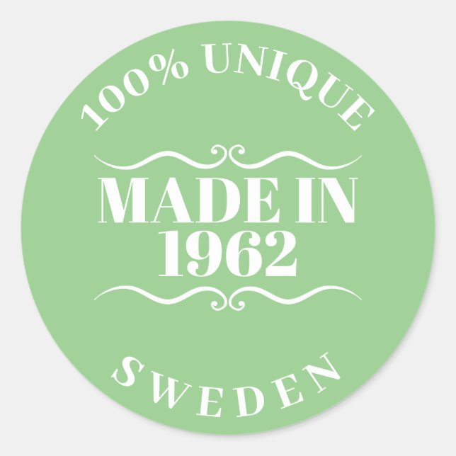 Made in 1962 runder aufkleber (Vorderseite)