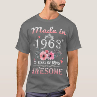 Made in 1963 Floral 59 Jahre alt 59. Geburtstag Ge T-Shirt
