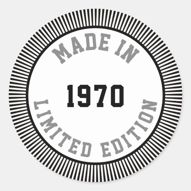 Made in 1970 runder aufkleber (Vorderseite)