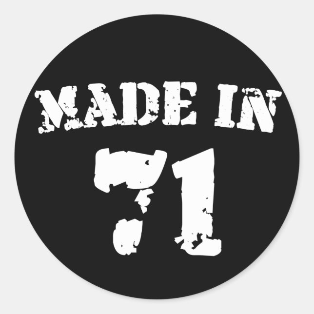 Made in 1971 runder aufkleber (Vorderseite)
