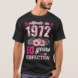 Made In 1972 Floral 50 Year Old 50th Birthday Gift T-Shirt