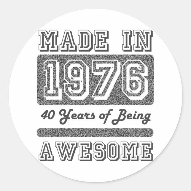 Made in 1976 runder aufkleber (Vorderseite)