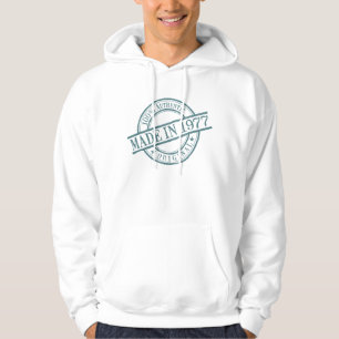Made in 1977 Birth Year Green Round Rubber Briefma Hoodie