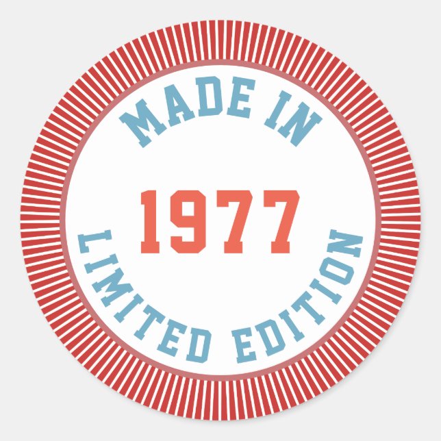 Made in 1977 runder aufkleber (Vorderseite)