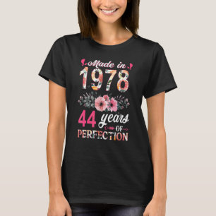 Made in 1978 Floral 44 Jahre alt 44. Geburtstag Wo T-Shirt