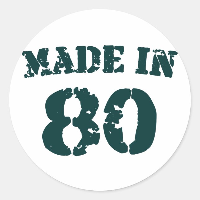Made in 1980 runder aufkleber (Vorderseite)