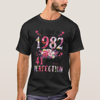 Made in 1982 Floral 41 Jahre alt 41. Geburtstag Wo T-Shirt