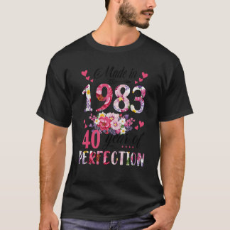 Made in 1983 Floral 40 Jahre alt 40. Geburtstag Wo T-Shirt