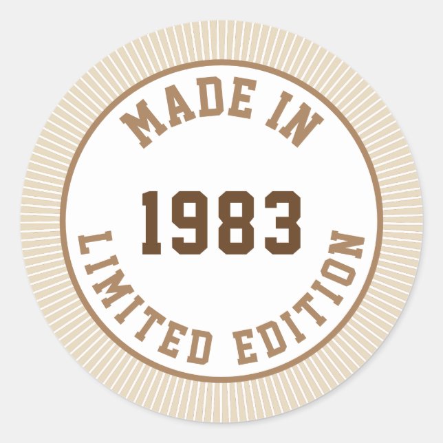 Made in 1983 runder aufkleber (Vorderseite)