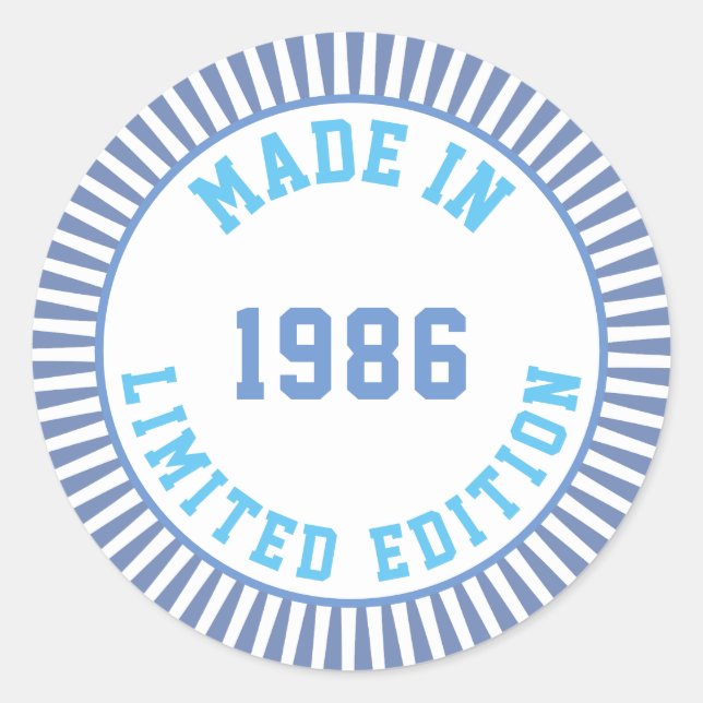 Made in 1986 runder aufkleber (Vorderseite)