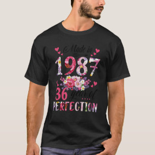 Made in 1987 Floral 36 Jahre alt 36. Geburtstag Wo T-Shirt