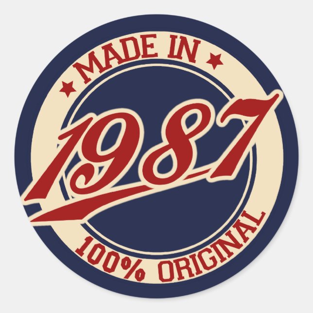 Made in 1987 runder aufkleber (Vorderseite)