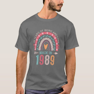 Made in 1989 33 Year Old Rainbow 33Rd Birthday Gif T-Shirt