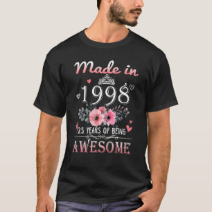 Made in 1998 Floral 25 Jahre alt 25. Geburtstag Wo T-Shirt
