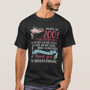 Made in 2003 war ich Geboren mit meinem Herzen auf T-Shirt