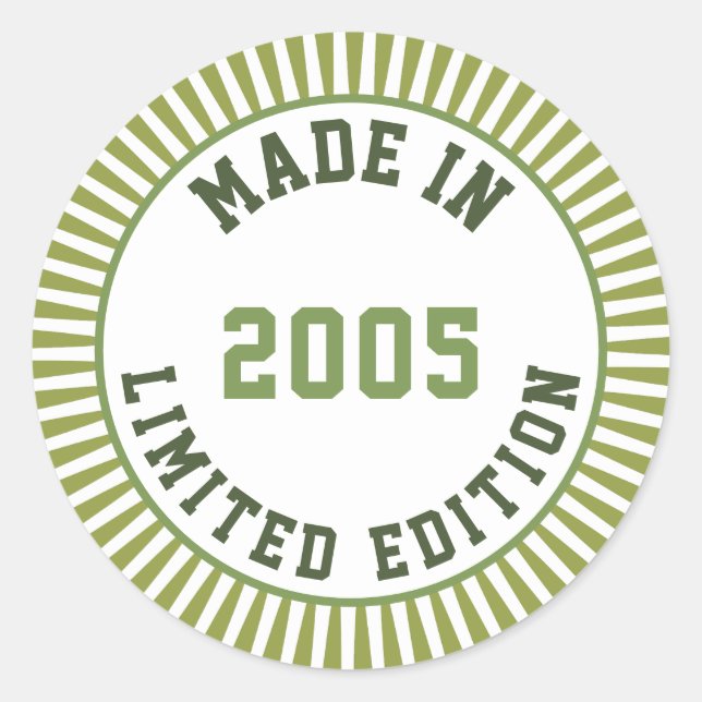 Made in 2005 runder aufkleber (Vorderseite)