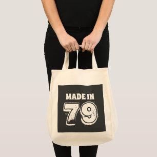 Made in 79 Funny Birthday Typografy Black Tragetasche
