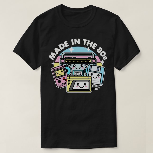 Made in 80er Niedlich Kawaii Art T-Shirt (Design vorne)