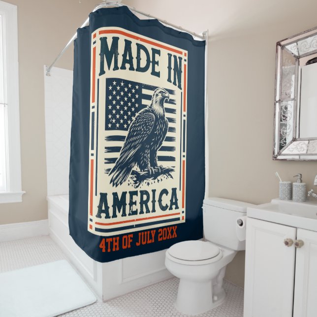 Made in America American Flag Adle 4. Juli Duschvorhang (Beispiel)