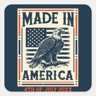 Made in America American Flag Adle 4. Juli Quadratischer Aufkleber