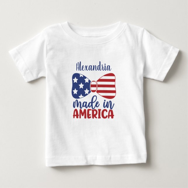 Made in America American Flag Bow Baby T-shirt (Vorderseite)