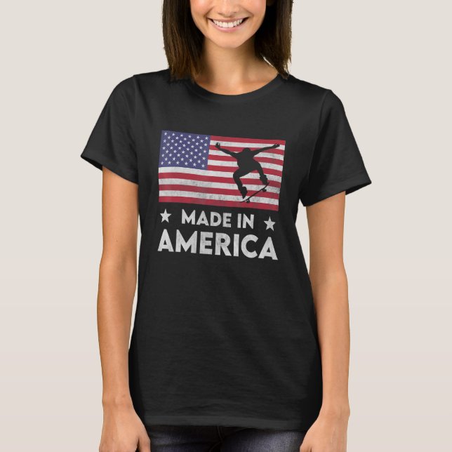 Made in America National Flag Skateboard Men W T-Shirt (Vorderseite)