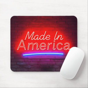 Made in America Neon Sign on Brick Mousepad