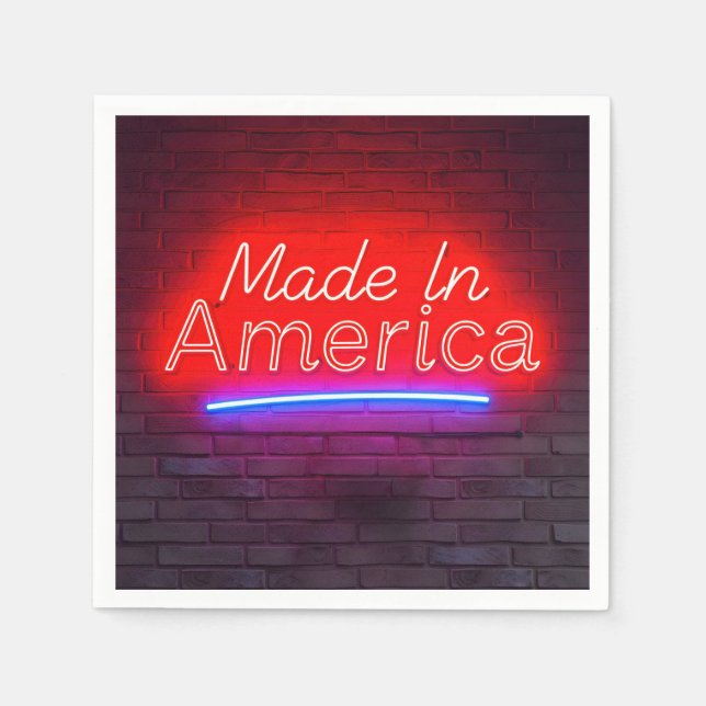 Made in America Neon Sign on Brick Serviette (Vorderseite)