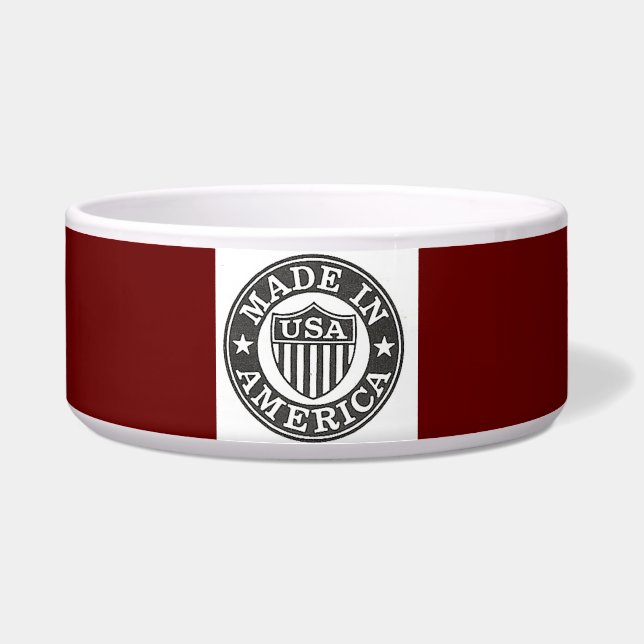 Made in America Red Background Pet Bowl Napf (Vorderseite)