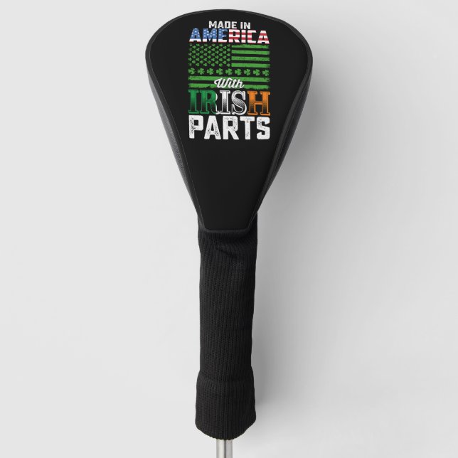 Made in America with Irish Parts St Patrick's Day Golf Headcover (Vorderseite)