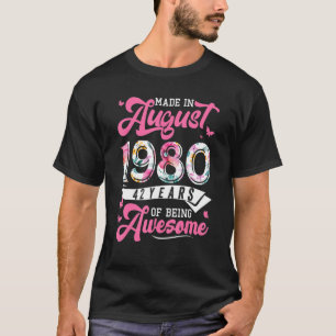 Made in August 1980 Blumengestelle 42 Jahre alt 42 T-Shirt