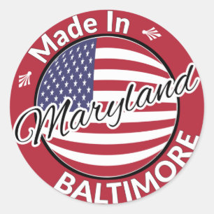 Made in Baltimore Maryland USA Flag Runder Aufkleber