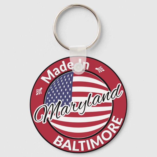 Made in Baltimore Maryland USA Flag Schlüsselanhänger (Vorderseite)