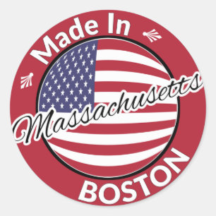 Made in Boston Massachusetts USA Flag Runder Aufkleber
