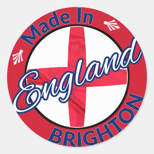 Made in Brighton England St George Flag Runder Aufkleber (Vorderseite)