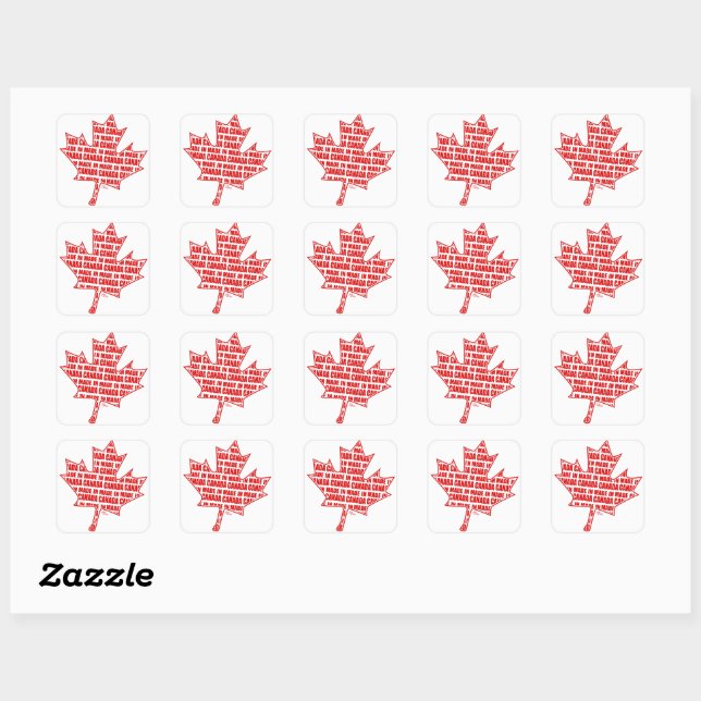 Made in Canada Red Maple Leaf Sticker (Blatt)