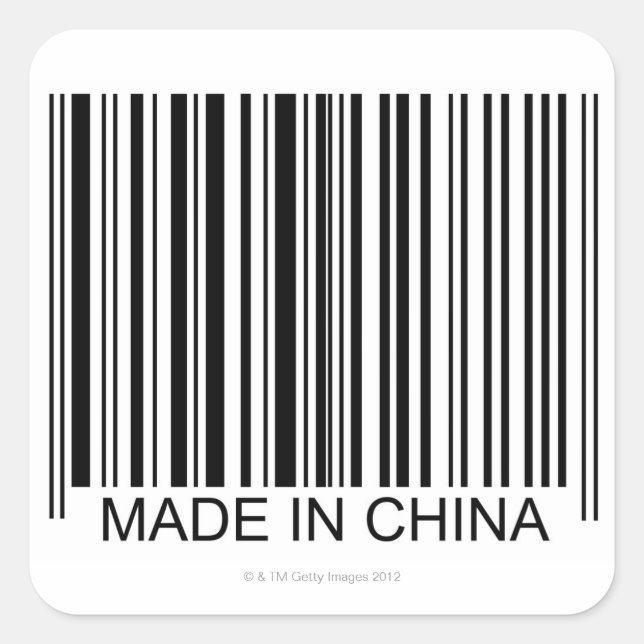 Made in China Quadratischer Aufkleber (Vorderseite)