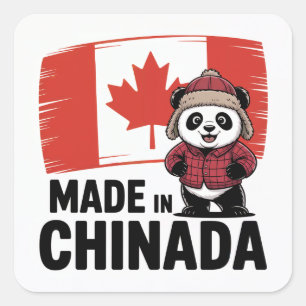 Made in Chinada Panda - Chinese Canadian Quadratischer Aufkleber