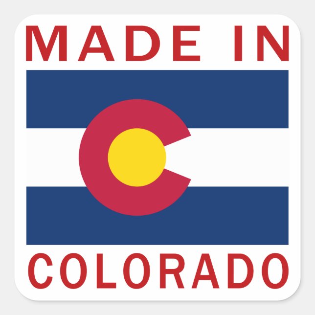 Made in Colorado Quadratischer Aufkleber (Vorderseite)