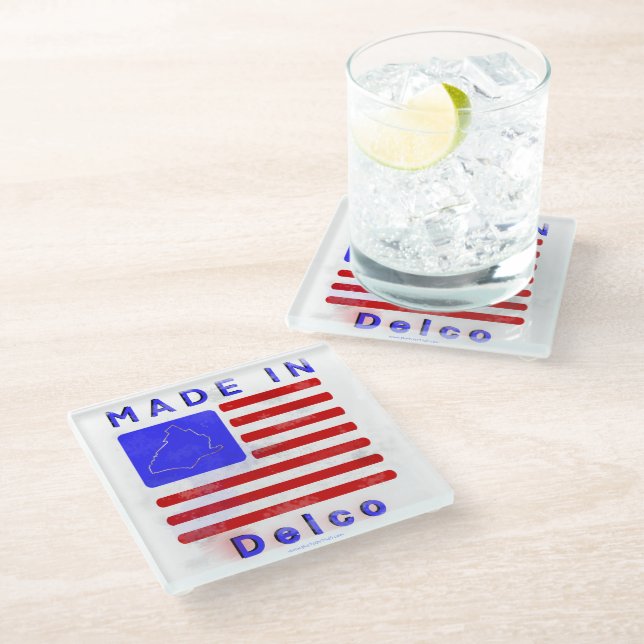 Made in Delco Glasuntersetzer (Schrägansicht)