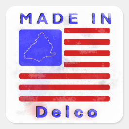 Made in DELCO Quadratischer Aufkleber