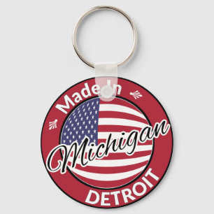 Made in Detroit Michigan USA Flag Schlüsselanhänger