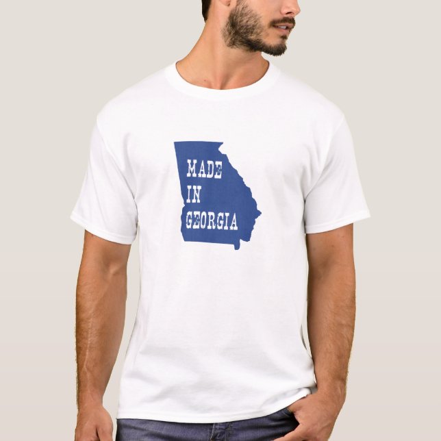 Made in Georgia Peach Staat Shaped Georgian Blue T-Shirt (Vorderseite)
