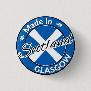 Made in Glasgow Scotland Salire Flag Button