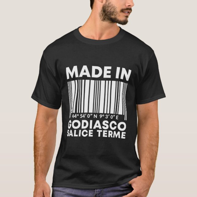Made in Godiasco Salice Terme Barcode T-Shirt (Vorderseite)