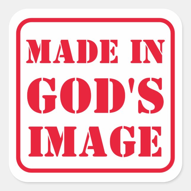 Made in GOD's Image Quadratischer Aufkleber (Vorderseite)