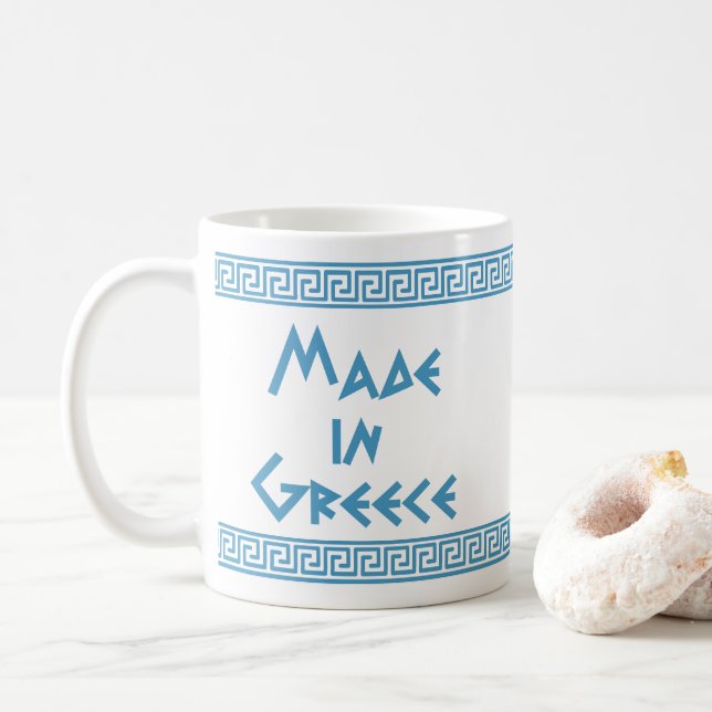 Made in Greece (vertikal) mit Grenzübergang Kaffeetasse (Mit Donut)