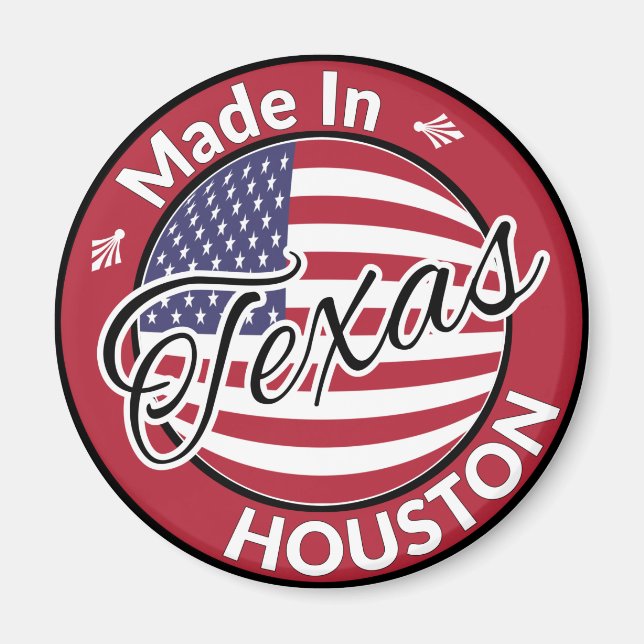 Made in Houston Texas US Flagge Flag Magnet (Vorne)