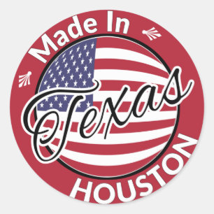 Made in Houston Texas US Flagge Flag Runder Aufkleber